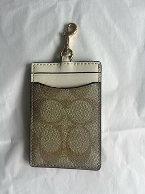 Coach Brown & Cream Signature Card Holder Key Clip